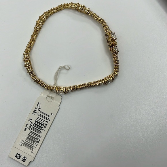 18K Gold Over 925 Silver CZ Tennis Bracelet - 7.25" - Picture 13 of 13